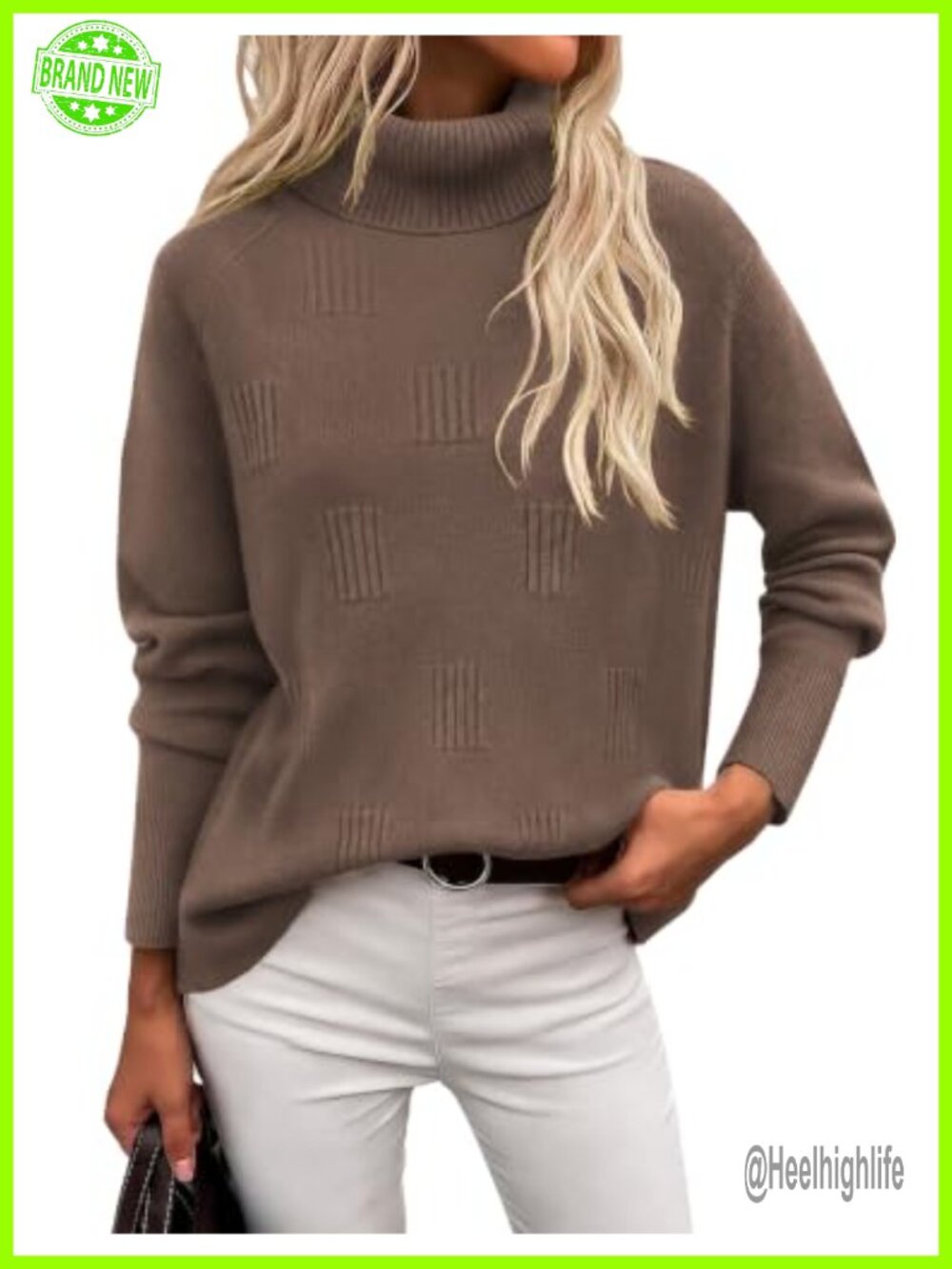 Womens Turtleneck Sweater Viscose Knit Long Sleeve Pullover Fall Winter Top